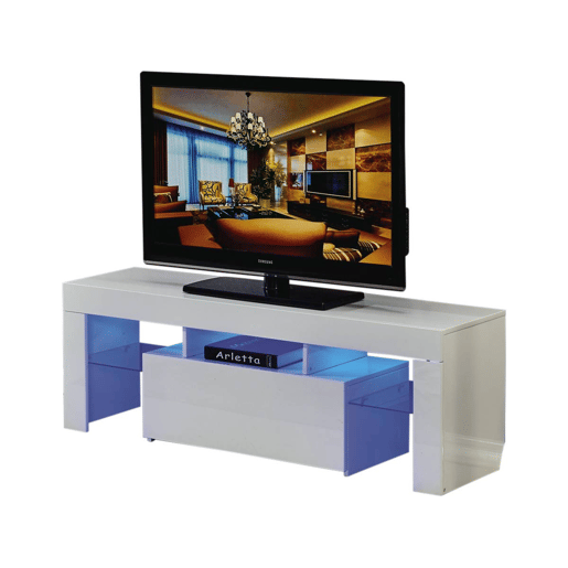 Móvel TV LED Borda - 130 x 34 x 45 cm - Lacado branco Móvel TV LED Borda - 130 x 34 x 45 cm - Lacado branco