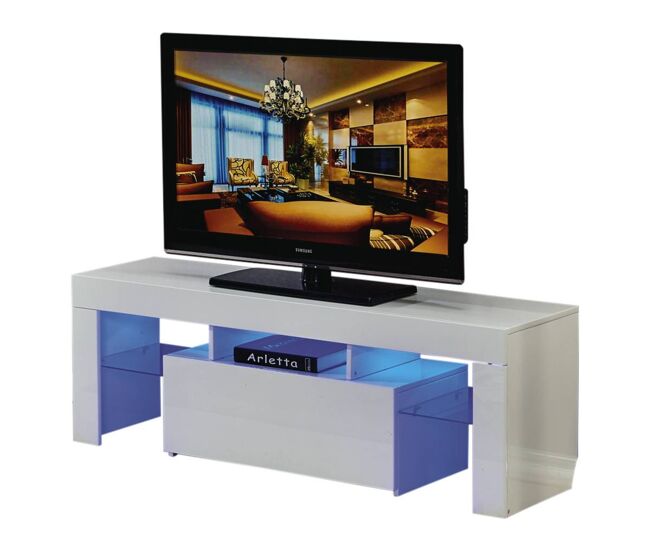 Mueble TV LED BORDA - 130 x 34 x 45 cm - Blanco