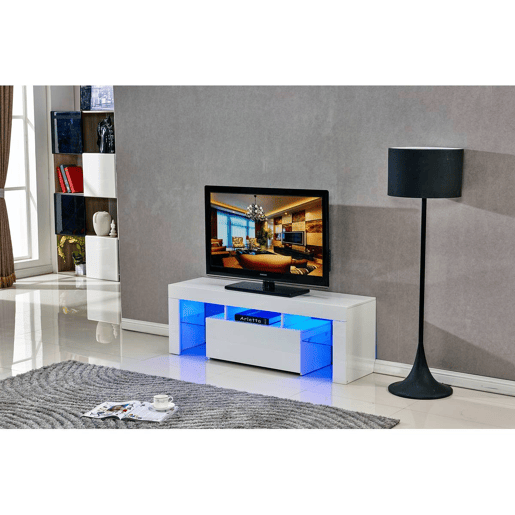 Móvel TV LED Borda - 130 x 34 x 45 cm - Lacado branco Móvel TV LED Borda - 130 x 34 x 45 cm - Lacado branco