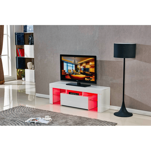 Móvel TV LED Borda - 130 x 34 x 45 cm - Lacado branco Móvel TV LED Borda - 130 x 34 x 45 cm - Lacado branco