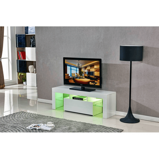 Móvel TV LED Borda - 130 x 34 x 45 cm - Lacado branco Móvel TV LED Borda - 130 x 34 x 45 cm - Lacado branco