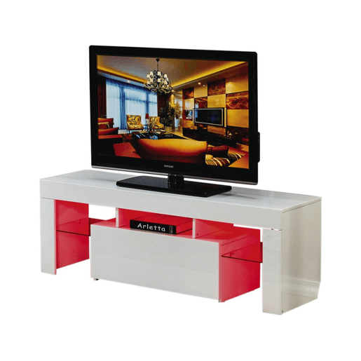 Móvel TV LED Borda - 130 x 34 x 45 cm - Lacado branco Móvel TV LED Borda - 130 x 34 x 45 cm - Lacado branco
