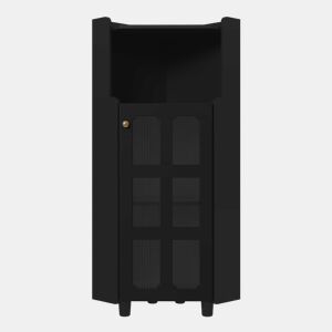 Armário de canto 63,5 x 124 cm - superfície lacada, iluminação LED, controlo por aplicação, design moderno multifuncional - preto