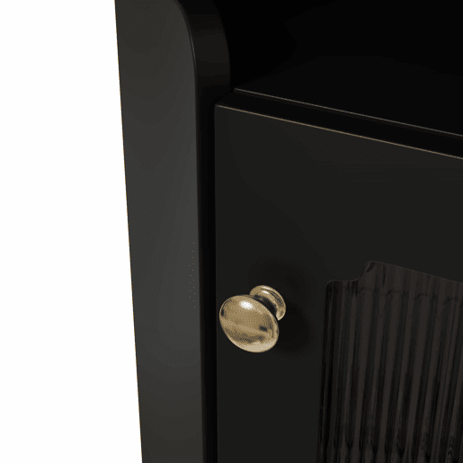 Armário de canto 63,5 x 124 cm - superfície lacada, iluminação LED, controlo por aplicação, design moderno multifuncional - preto Armário de canto 63,5 x 124 cm - superfície lacada, iluminação LED, controlo por aplicação, design moderno multifuncional - preto