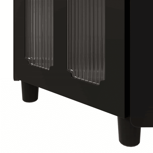 Armário de canto 63,5 x 124 cm - superfície lacada, iluminação LED, controlo por aplicação, design moderno multifuncional - preto Armário de canto 63,5 x 124 cm - superfície lacada, iluminação LED, controlo por aplicação, design moderno multifuncional - preto
