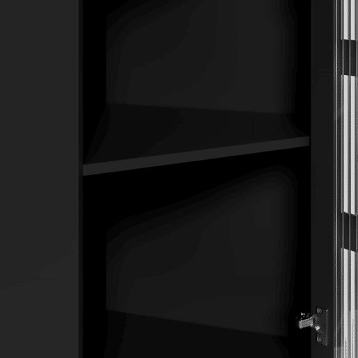 Armário de canto 63,5 x 124 cm - superfície lacada, iluminação LED, controlo por aplicação, design moderno multifuncional - preto Armário de canto 63,5 x 124 cm - superfície lacada, iluminação LED, controlo por aplicação, design moderno multifuncional - preto