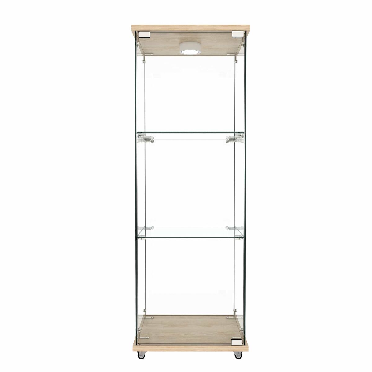 Vitrina de vidrio moderna 120x42,5x36,5 cm - led, 1 puerta, 3 niveles, estilo natural - natural