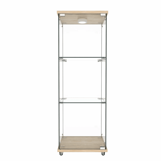 Vitrine moderna em vidro 120 x 42,5 x 36,5 cm - LED, 1 porta, 3 prateleiras, estilo natural - Natural Vitrine moderna em vidro 120 x 42,5 x 36,5 cm - LED, 1 porta, 3 prateleiras, estilo natural - Natural