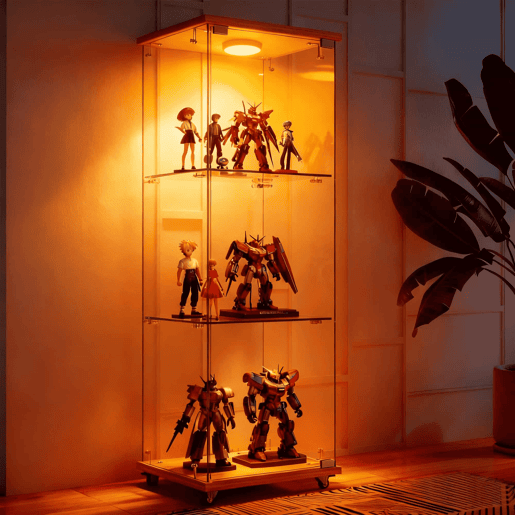 Vitrine moderna em vidro 120 x 42,5 x 36,5 cm - LED, 1 porta, 3 prateleiras, estilo natural - Natural Vitrine moderna em vidro 120 x 42,5 x 36,5 cm - LED, 1 porta, 3 prateleiras, estilo natural - Natural