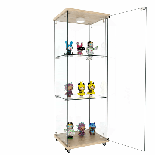Vitrine moderna em vidro 120 x 42,5 x 36,5 cm - LED, 1 porta, 3 prateleiras, estilo natural - Natural Vitrine moderna em vidro 120 x 42,5 x 36,5 cm - LED, 1 porta, 3 prateleiras, estilo natural - Natural