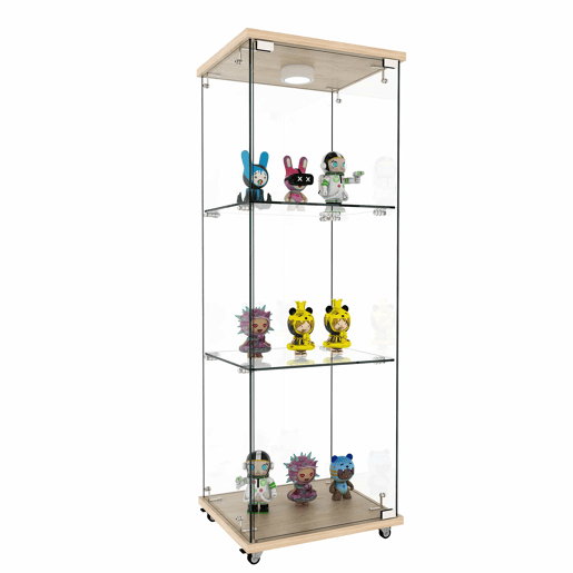Vitrine moderna em vidro 120 x 42,5 x 36,5 cm - LED, 1 porta, 3 prateleiras, estilo natural - Natural Vitrine moderna em vidro 120 x 42,5 x 36,5 cm - LED, 1 porta, 3 prateleiras, estilo natural - Natural