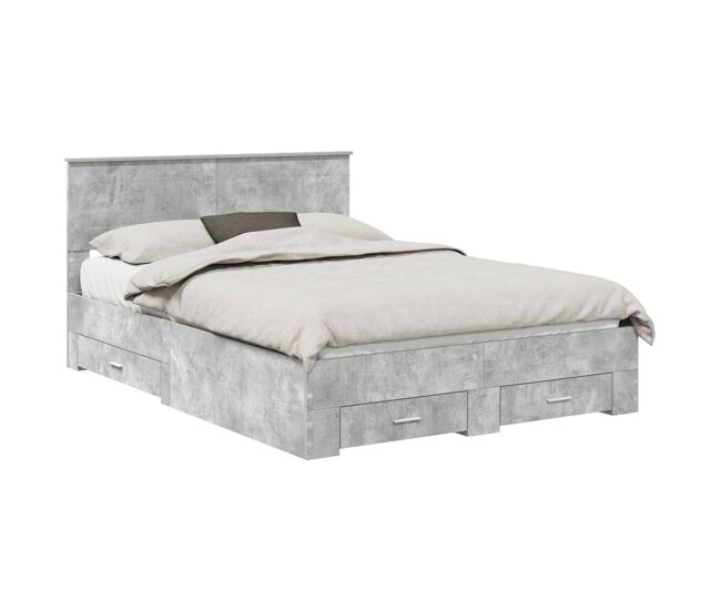 Estructura de cama matrimonial comodidad con cabecera - gris concreto 160 x 200 cm