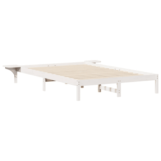 Estrutura de Cama de casal moderno com Mesas Laterais Branco 140 x 220 cm