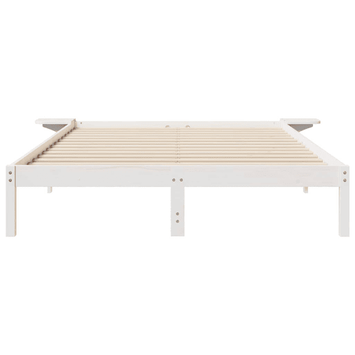Estrutura de Cama de casal moderno com Mesas Laterais Branco 140 x 220 cm