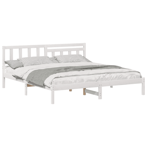 Estrutura de cama de casal com cabeceira king size - Branco 200 x 200 cm