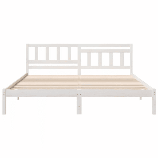 Estrutura de cama de casal com cabeceira king size - Branco 200 x 200 cm