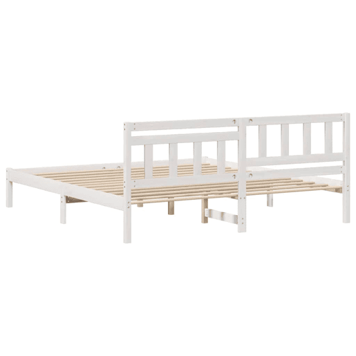 Estrutura de cama de casal com cabeceira king size - Branco 200 x 200 cm