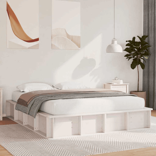 Estrutura De Cama De Casal Simple - Branco 150 x 200 cm Estrutura De Cama De Casal Simple - Branco 150 x 200 cm