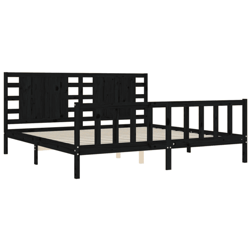 Estrutura de Cama de casal moderno com cabeceira 200x200 cm madeira maciça preto