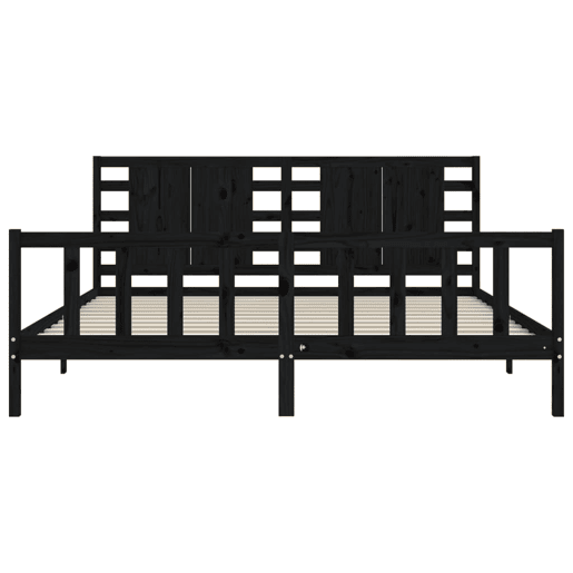 Estrutura de Cama de casal moderno com cabeceira 200x200 cm madeira maciça preto