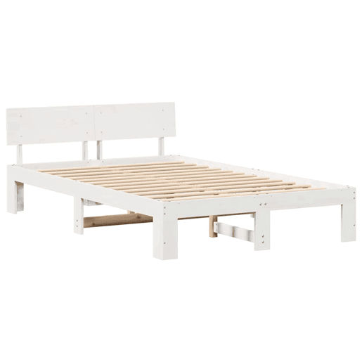 Estrutura da Cama de casal simple com cabeceira Branco 140 x 190 cm Estrutura da Cama de casal simple com cabeceira Branco 140 x 190 cm