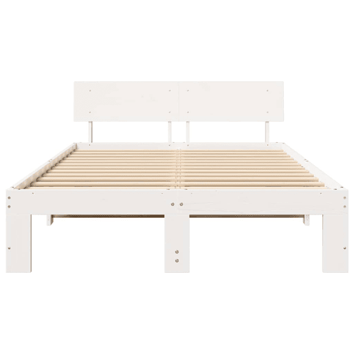 Estrutura da Cama de casal simple com cabeceira Branco 140 x 190 cm Estrutura da Cama de casal simple com cabeceira Branco 140 x 190 cm