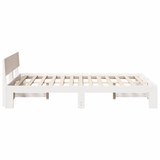 Estrutura da Cama de casal simple com cabeceira Branco 140 x 190 cm Estrutura da Cama de casal simple com cabeceira Branco 140 x 190 cm