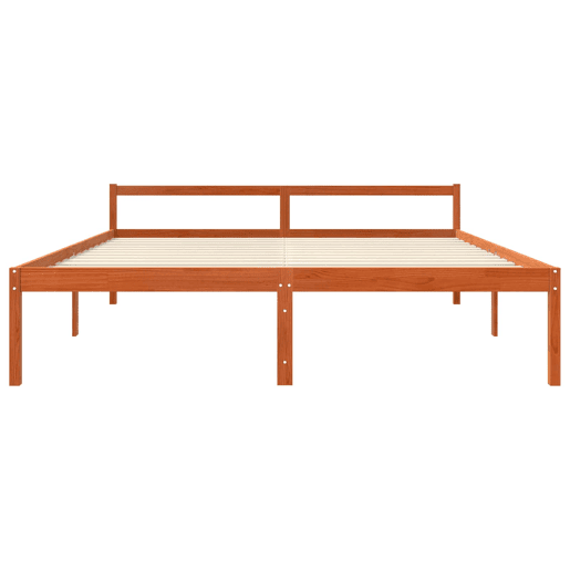 Estrutura de cama de casal simple com cabeceira - Marrom Cera 200 x 200 cm Estrutura de cama de casal simple com cabeceira - Marrom Cera 200 x 200 cm