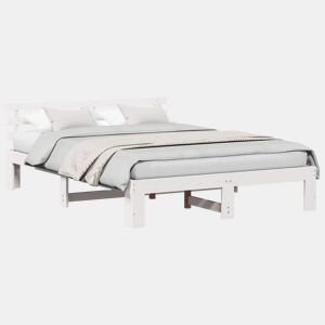 Estrutura da Cama de casal simple com cabeceira Branco 160 x 200 cm