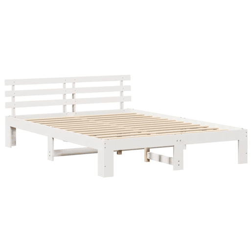 Estrutura da Cama de casal simple com cabeceira Branco 160 x 200 cm Estrutura da Cama de casal simple com cabeceira Branco 160 x 200 cm