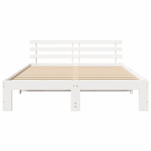 Estrutura da Cama de casal simple com cabeceira Branco 160 x 200 cm Estrutura da Cama de casal simple com cabeceira Branco 160 x 200 cm