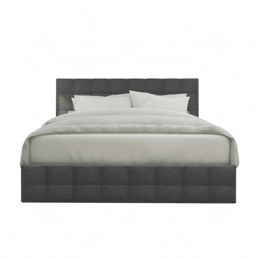 Cama estofada 140x200 cm - 4 gavetas, cabeceira ajustável, base de ripas, estrutura com espaço de arrumação - Cinza Cama estofada 140x200 cm - 4 gavetas, cabeceira ajustável, base de ripas, estrutura com espaço de arrumação - Cinza