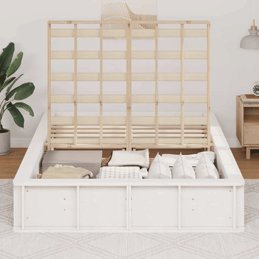 Estrutura De Cama De Casal Simple - Branco 140 x 200 cm Estrutura De Cama De Casal Simple - Branco 140 x 200 cm
