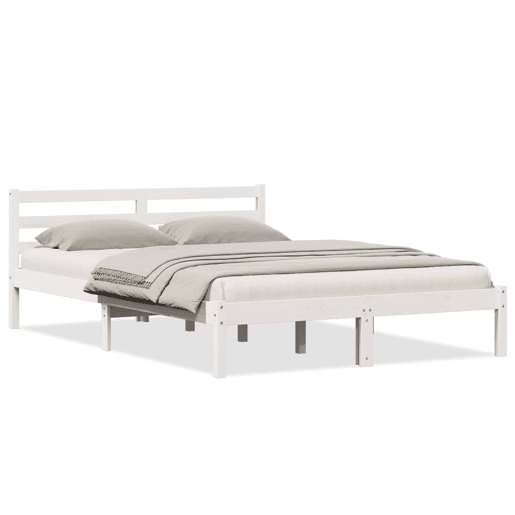 Estrutura da Cama de casal simple com cabeceira Branco 215,5 x 165,5 x 69,5 cm Estrutura da Cama de casal simple com cabeceira Branco 215,5 x 165,5 x 69,5 cm