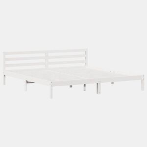 Estrutura da Cama de casal simple com cabeceira Branco 215,5 x 185,5 x 69,5 cm