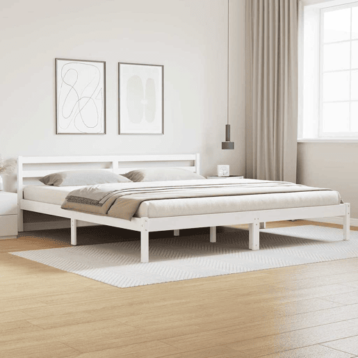 Estrutura da Cama de casal simple com cabeceira Branco 215,5 x 185,5 x 69,5 cm Estrutura da Cama de casal simple com cabeceira Branco 215,5 x 185,5 x 69,5 cm