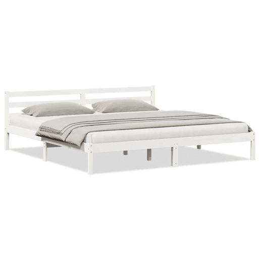 Estrutura da Cama de casal simple com cabeceira Branco 215,5 x 185,5 x 69,5 cm Estrutura da Cama de casal simple com cabeceira Branco 215,5 x 185,5 x 69,5 cm