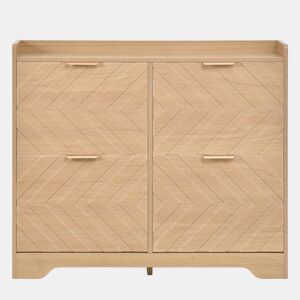 Sapateira com 4 compartimentos - Estrutura frontal em 3D, superfície superior para arrumação, compacta - Natural