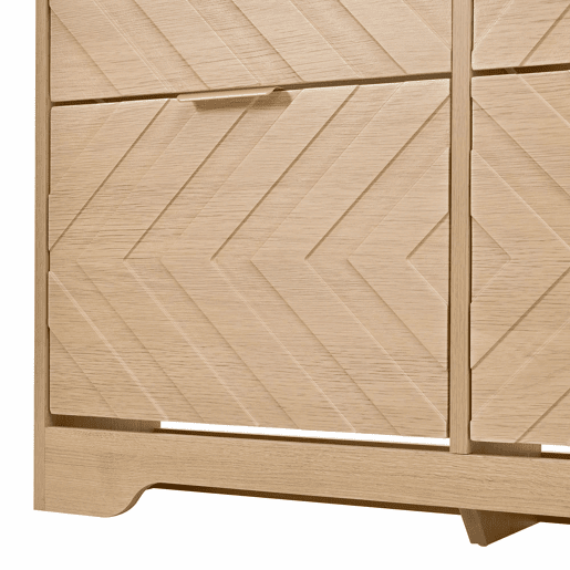 Sapateira com 4 compartimentos - Estrutura frontal em 3D, superfície superior para arrumação, compacta - Natural Sapateira com 4 compartimentos - Estrutura frontal em 3D, superfície superior para arrumação, compacta - Natural