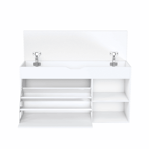Banco para sapatos 100 x 30 x 52 cm - Design moderno e minimalista, com compartimento oculto - Branco Banco para sapatos 100 x 30 x 52 cm - Design moderno e minimalista, com compartimento oculto - Branco