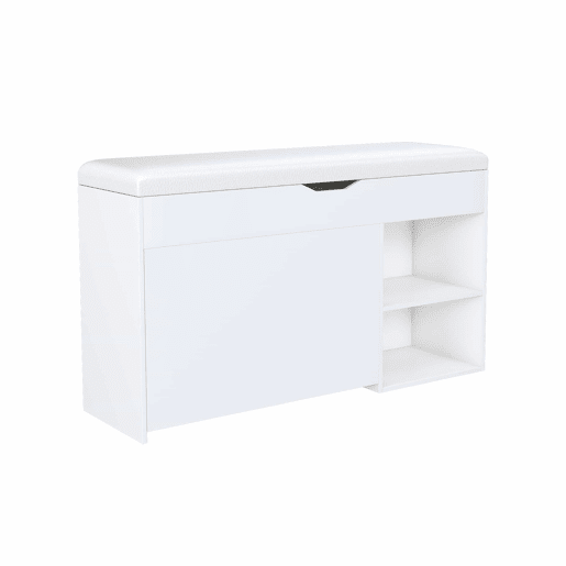 Banco para sapatos 100 x 30 x 52 cm - Design moderno e minimalista, com compartimento oculto - Branco Banco para sapatos 100 x 30 x 52 cm - Design moderno e minimalista, com compartimento oculto - Branco