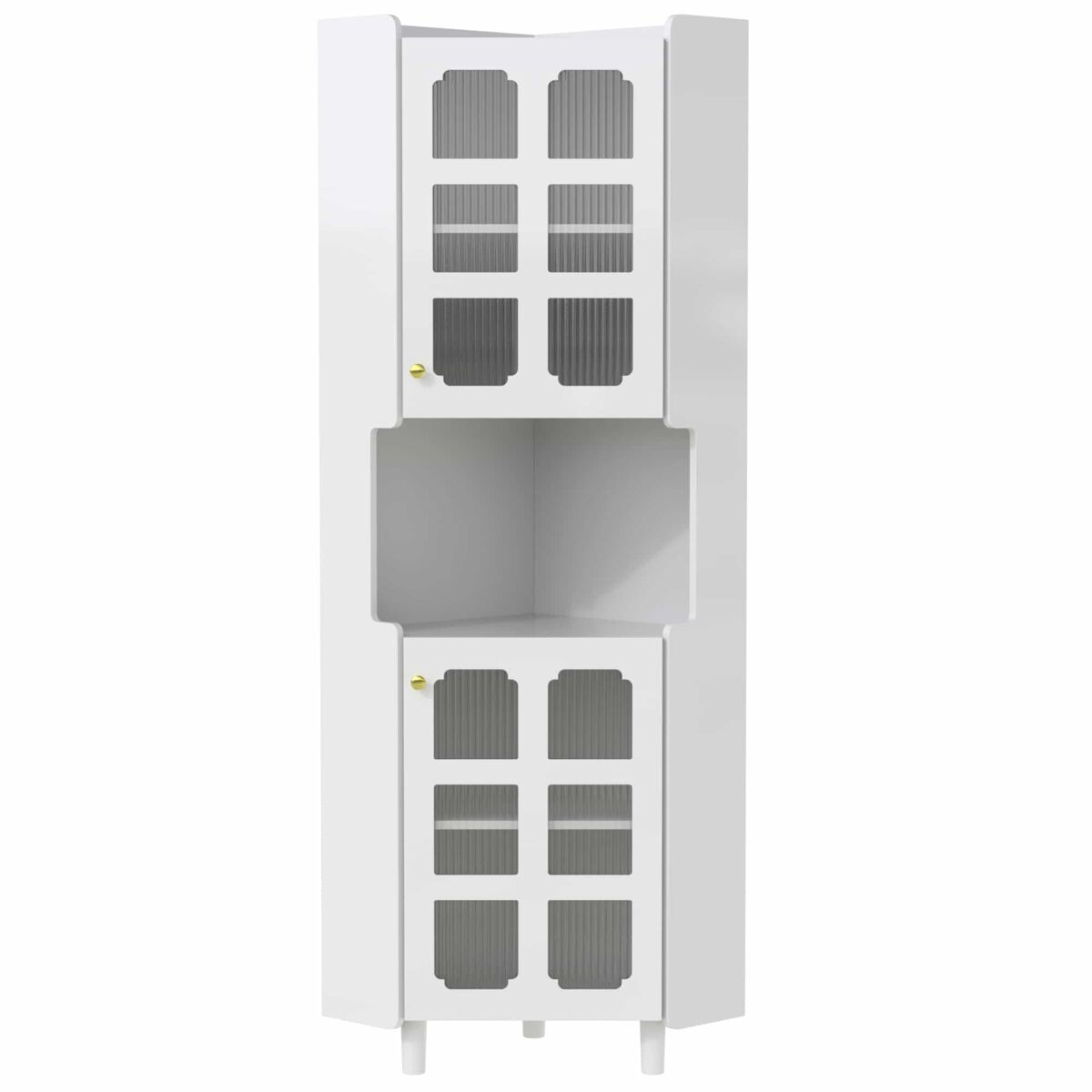 Armario esquinero led - multifuncional, acabado lacado, mdf, para salón, dormitorio, baño, comedor - blanco