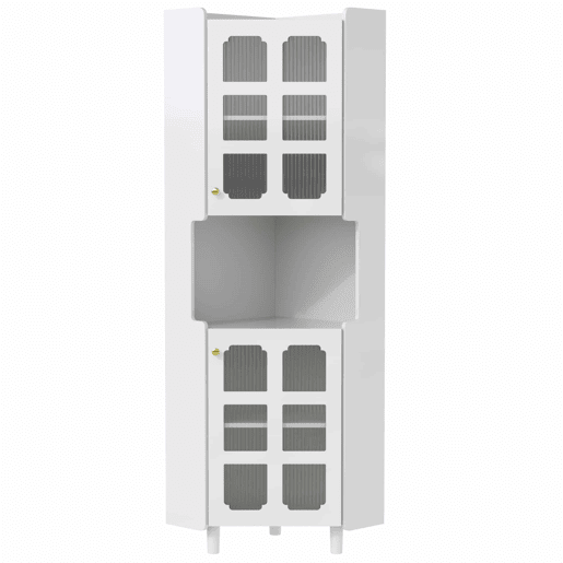 Armário de canto com iluminação LED - multifuncional, acabamento lacado, MDF, para sala de estar, quarto, casa de banho, sala de jantar - Branco Armário de canto com iluminação LED - multifuncional, acabamento lacado, MDF, para sala de estar, quarto, casa de banho, sala de jantar - Branco