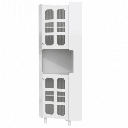 Armário de canto com iluminação LED - multifuncional, acabamento lacado, MDF, para sala de estar, quarto, casa de banho, sala de jantar - Branco Armário de canto com iluminação LED - multifuncional, acabamento lacado, MDF, para sala de estar, quarto, casa de banho, sala de jantar - Branco