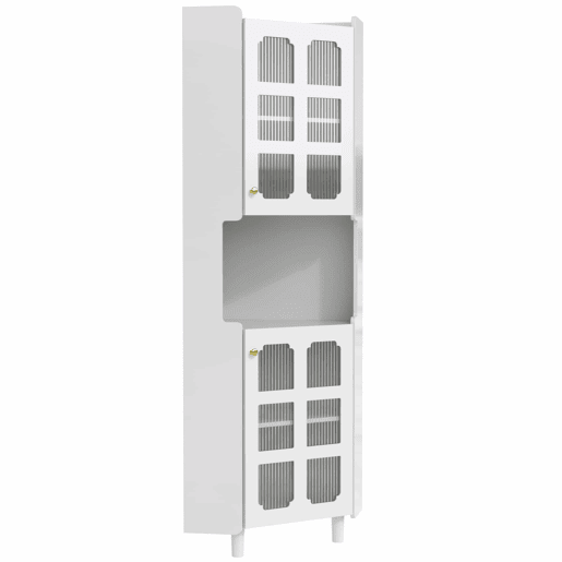 Armário de canto com iluminação LED - multifuncional, acabamento lacado, MDF, para sala de estar, quarto, casa de banho, sala de jantar - Branco Armário de canto com iluminação LED - multifuncional, acabamento lacado, MDF, para sala de estar, quarto, casa de banho, sala de jantar - Branco