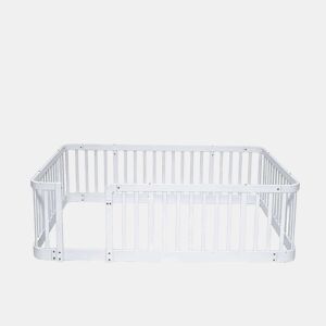 Parque infantil modular para bebés 140 x 200 cm - distância segura entre as barras de 7 cm, bordas arredondadas, design anti-encravamento no chão, utilização versátil em casa e com animais de estimação - branco