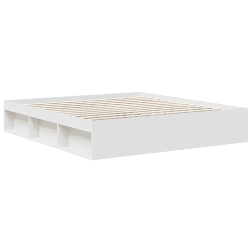 Estrutura de cama de casal com cabeceira king size - Branco 200 x 200 cm Estrutura de cama de casal com cabeceira king size - Branco 200 x 200 cm