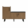 Banco baú 100 x 34 x 69 cm - 3 portas de arrumação, puxadores metálicos assimétricos, vários níveis de arrumação - Natural