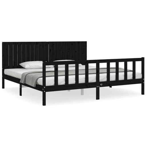 Estrutura de Cama de casal moderno com cabeceira 200x200 cm madeira maciça preto