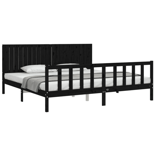 Estrutura de Cama de casal moderno com cabeceira 200x200 cm madeira maciça preto